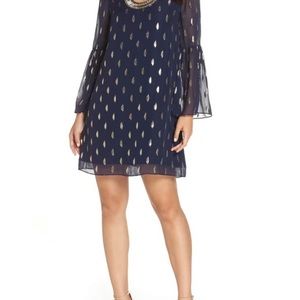 Lilly Pulitzer navy and gold shift dress